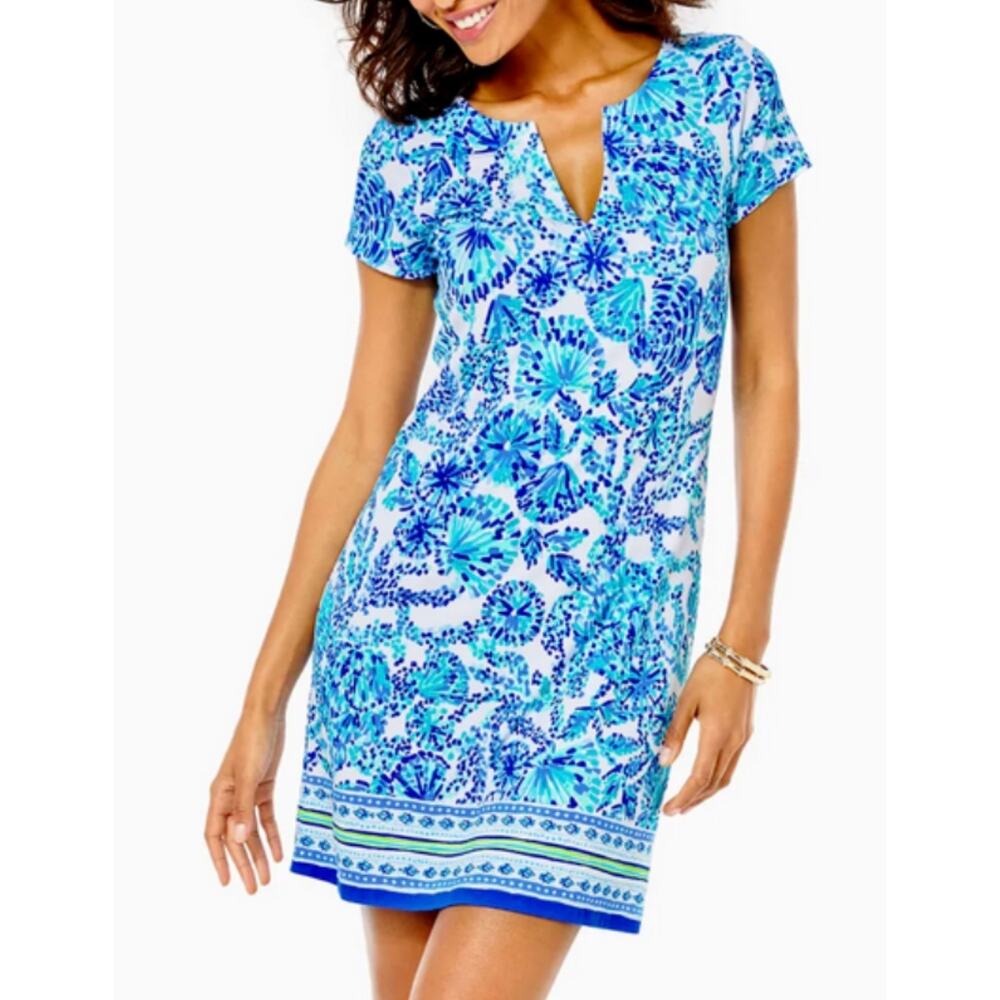 LILLY PULITZER Sophieletta Dress Turquoise Oasis Shell Me You Love Me size S0